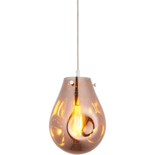 Hanging Ceiling Pendant Light - Copper Metallic Glass & Chrome Plate - 10W LED E27