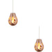 2 PACK Hanging Ceiling Pendant Light - Copper Metallic Glass & Chrome Plate - 10W LED E27