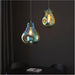 2 PACK Hanging Ceiling Pendant Light - Petrol Blue Metallic Glass & Chrome Plate - 10W LED E27