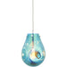 Hanging Ceiling Pendant Light - Petrol Blue Metallic Glass & Chrome Plate - 10W LED E27