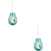 2 PACK Hanging Ceiling Pendant Light - Petrol Blue Metallic Glass & Chrome Plate - 10W LED E27