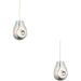 2 PACK Hanging Ceiling Pendant Light - Chrome Metallic Glass & Chrome Plate - 10W LED E27