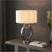 2 PACK Grey Tinted Glass Table Lamp - Vintage White Fabric Shade - Dimmable 10W LED E27