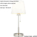 Bright Nickel Plate Table Lamp - Vintage White Fabric Shade - 10W LED E27