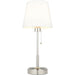 Bright Nickel Plate Table Lamp - Vintage White Fabric Shade - 10W LED E27