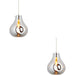 2 PACK Hanging Ceiling Pendant Light - Large Chrome Metallic Glass & Chrome Plate - 10W LED E27