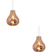 2 PACK Hanging Ceiling Pendant Light - Large Copper Metallic Glass & Chrome Plate - 10W LED E27