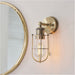 2 PACK IP44 Bathroom Wall Light - Antique Brass Caged Lamp - Industrial Style Toggle Switch