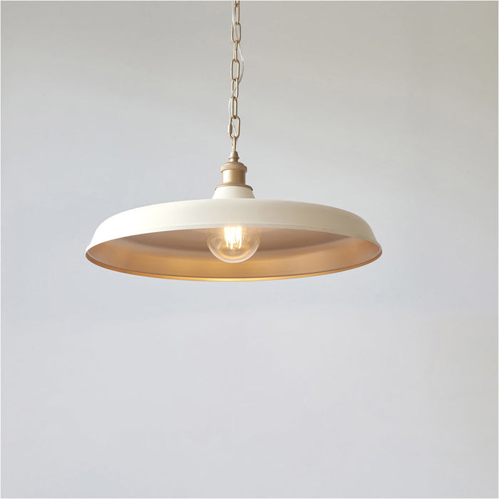 Hanging Ceiling Pendant Light - Matt Warm White & Satin Gold Paint - 10W LED E27