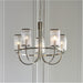 5 Light Hanging Ceiling Pendant & 2x Matching Wall Lights - Bright Nickel Frame Clear Ribbed Bubble Glass Shades