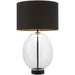 Clear Glass Table Lamp - Matt Black Paint With Black Cotton Fabric Shade - Dimmable 10W LED E27