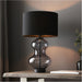 2 PACK Grey Tinted Glass Table Lamp - Black Cotton Fabric With Matt Black Paint Shade - Dimmable 10W LED E27