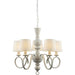 Multi Arm Hanging Ceiling Pendant Light - Distressed White & Vintage White Fabric Shade - 5 x 6W LED E14