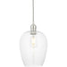 Hanging Ceiling Pendant Light - Bright Nickel Plate & Clear Glass - 10W LED E27