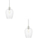 2 PACK Hanging Ceiling Pendant Light - Bright Nickel Plate & Clear Glass - 10W LED E27