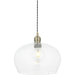 Hanging Ceiling Pendant Light - Medum Antique Brass Plate & Clear Glass - 10W LED E27