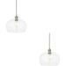 2 PACK Hanging Ceiling Pendant Light - Medum Antique Brass Plate & Clear Glass - 10W LED E27