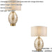 2 PACK Champagne Lustre Glass Table Lamp - Vintage White Fabric Shade - Dimmable 10W LED E27