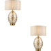 2 PACK Champagne Lustre Glass Table Lamp - Vintage White Fabric Shade - Dimmable 10W LED E27