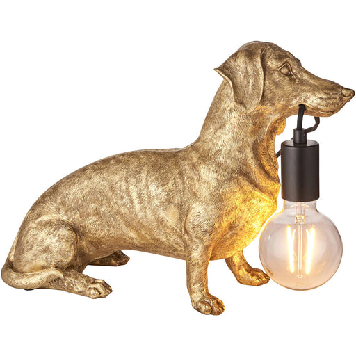 Vintage Gold Paint Dashund Dog Table Lamp - 10W LED E27