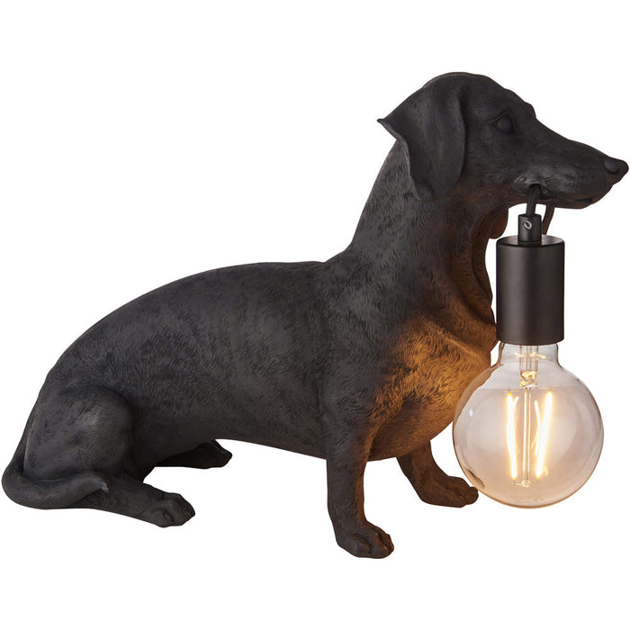 Matt Black Dashund Dog Table Lamp - 10W LED E27