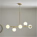 Multi Arm Hanging Ceiling Pendant Light - Satin Brass Plate & Gloss White Glass Shade - 5 x 3W LED G9