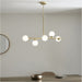 Multi Arm Hanging Ceiling Pendant Light - Satin Brass Plate & Gloss White Glass Shade - 5 x 3W LED G9