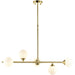 Multi Arm Hanging Ceiling Pendant Light - Satin Brass Plate & Gloss White Glass Shade - 5 x 3W LED G9