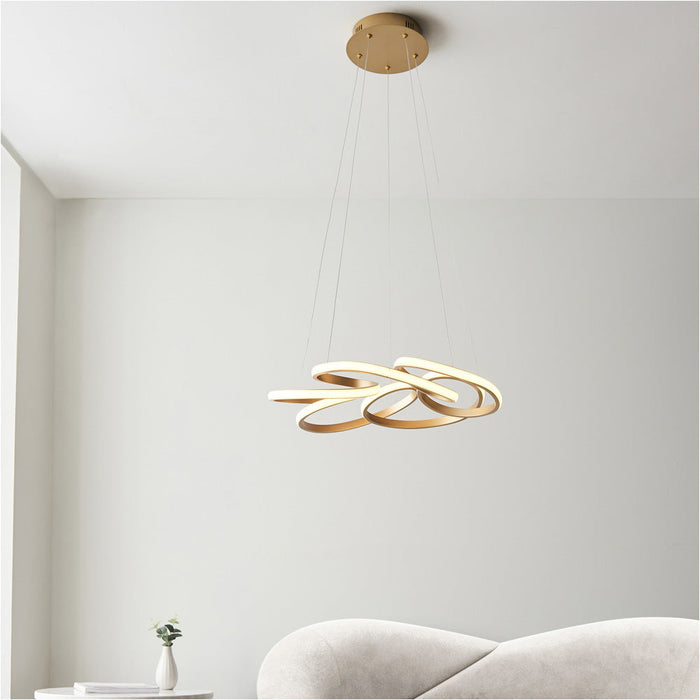 Hanging Ceiling Pendant Light - Satin Gold Paint & White Silicone - 51W LED (Smd 2835) Warm White