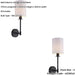 2 PACK Matt Black Dimmable Wall Light - Modern Vintage White Cylinder Fabric Shade - 6W LED E14