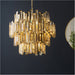 Hanging Ceiling Pendant Light - Gold Effect Plate & Champagne Crystal - 15 X 6W LED E14