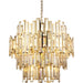 Hanging Ceiling Pendant Light - Gold Effect Plate & Champagne Crystal - 15 X 6W LED E14