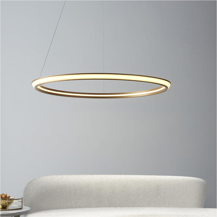 Hanging Ceiling Pendant Light - Satin Gold Paint & White Silicone - 41W LED (Smd 2835) Warm White