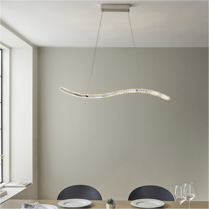 Hanging Ceiling Pendant Light - Chrome Plate & Clear Crystal - 28W LED (Smd 2835) Warm White