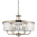 Multi Arm Hanging Ceiling Pendant Light - Antique Brass Plate & Clear Cut Glass Shade - 6 x 6W LED E14