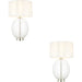 2 PACK Bright Nickel Plate Table Lamp - Rounded Clear Glass With Vintage White Fabric Shade - Touch Dimmable