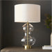 2 PACK Bright Nickel Plate Table Lamp - Clear Glass With Vintage White Fabric Shade - Touch Dimmable