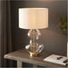 2 PACK Bright Nickel Plate Table Lamp - Clear Glass With Vintage White Fabric Shade - Touch Dimmable