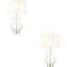 2 PACK Bright Nickel Plate Table Lamp - Clear Glass With Vintage White Fabric Shade - Touch Dimmable