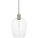 Hanging Ceiling Pendant Light - Antique Brass Plate & Clear Glass - 10W LED E27