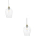 2 PACK Hanging Ceiling Pendant Light - Antique Brass Plate & Clear Glass - 10W LED E27