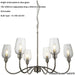 6 Light Hanging Ceiling Pendant & 2x Matching Wall Lights - Bright Nickel Clear Glass Shade - Dimmable Set