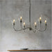 Multi Arm Hanging Ceiling Pendant Light - Bright Nickel Plate & Clear Glass Shade - 6 x 6W LED E14