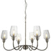 6 Light Hanging Ceiling Pendant & 2x Matching Wall Lights - Bright Nickel Clear Glass Shade - Dimmable Set