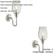 2 PACK Bright Nickel Dimmable Wall Light - Clear Glass Shade - 6W LED E14 Candle