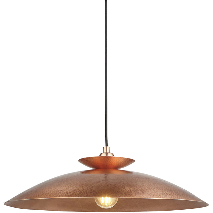 Hanging Ceiling Pendant & 2x Matching Wall Lights - Copper Hammered Dimmable Set