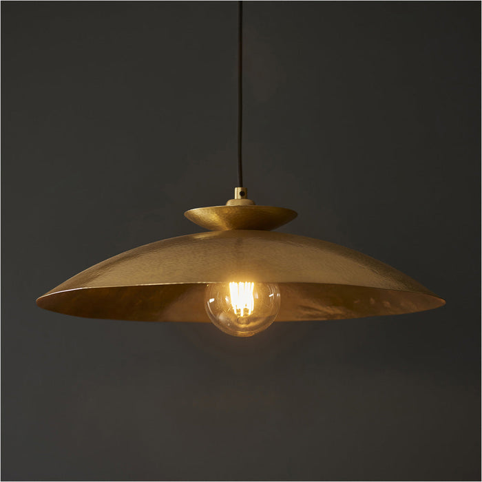 Hanging Ceiling Pendant Light - Hammered Brass & Brass Plate - 10W LED E27