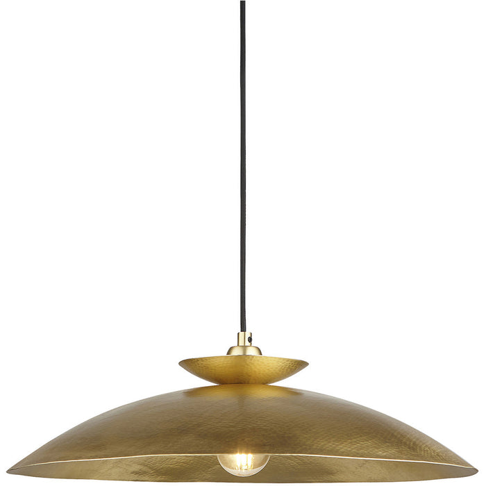 Hanging Ceiling Pendant & 2x Matching Wall Lights - Brass Hammered Dimmable Set