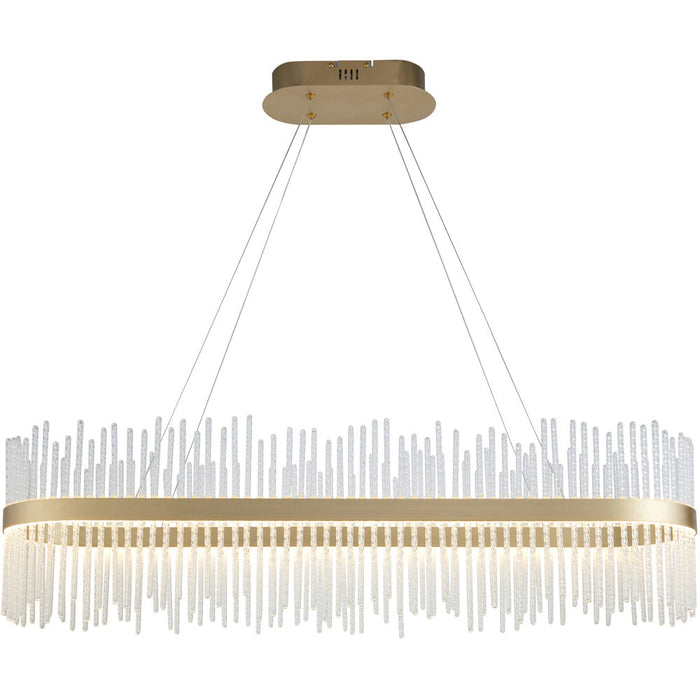 Hanging Ceiling Pendant Light - Brushed Gold Plated Finish & Clear Glass - 47W LED (Smd 2835) Warm White