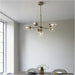 Multi Arm Hanging Ceiling Pendant Light - Antique Brass Plate Adjustable Stem & 6x Clear Glass Shades